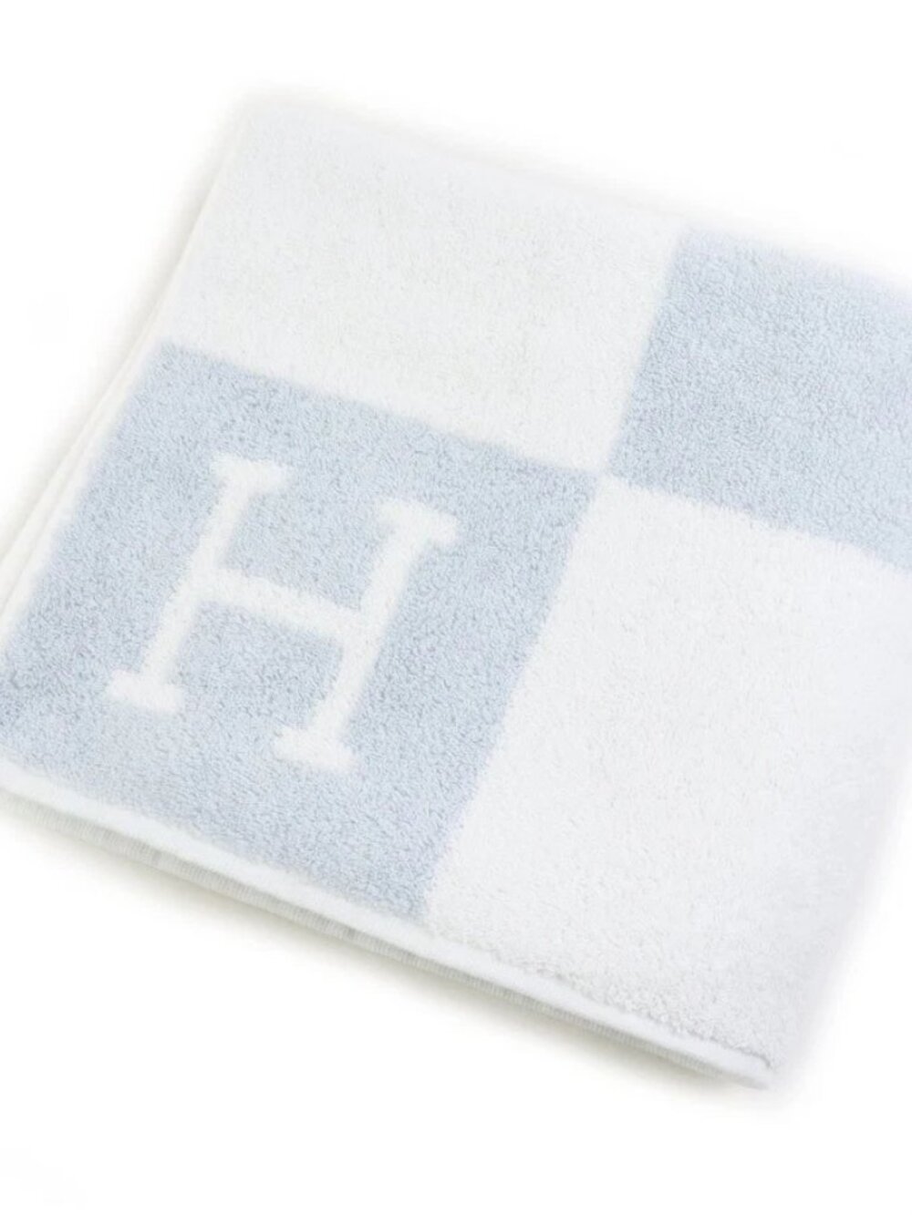 HERMES Bath Towel White/Blue Cotton - e60618g